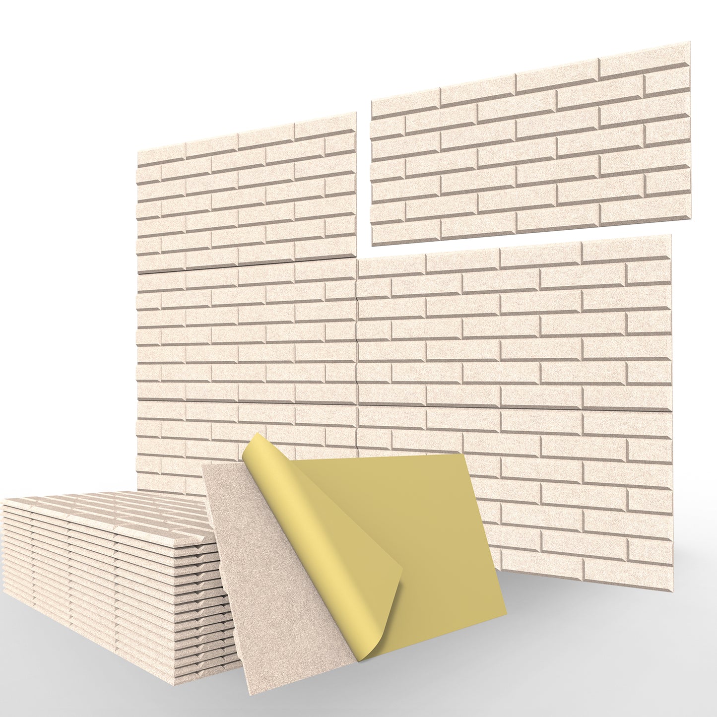 12 pcs Acoustic Brick Wall Panels Self-adhesive