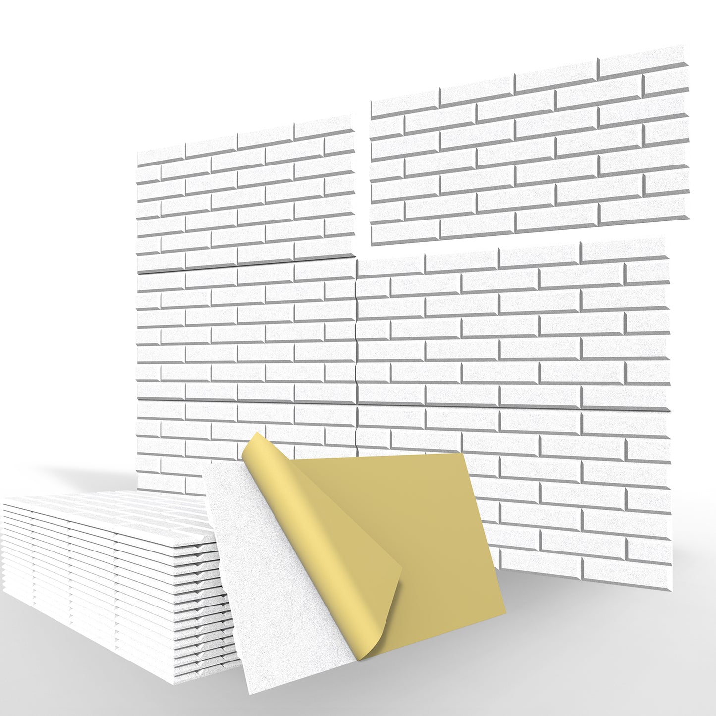 12 pcs Acoustic Brick Wall Panels Self-adhesive