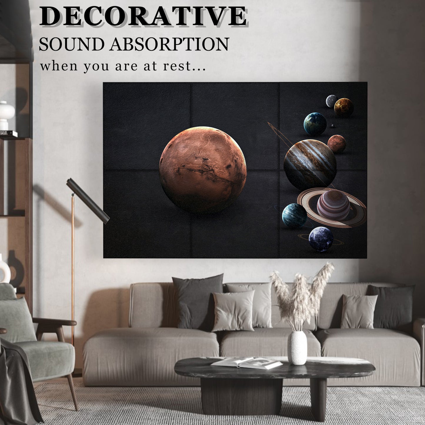 BUBOS 7 Pack Art Acoustic Panels Soundproof Wall Panel,70.8X47.2 Inches Large Sound Absorbing Panel,Self-adhesive Decorative Acoustical Wall Panels, Acoustic Treatment for Home Office(Mars)
