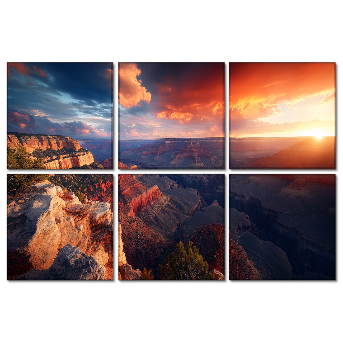 BUBOS 6 Pack Art Acoustic Panels Soundproof Wall Panel,23.6X23.6 Inches,Canyon Fire