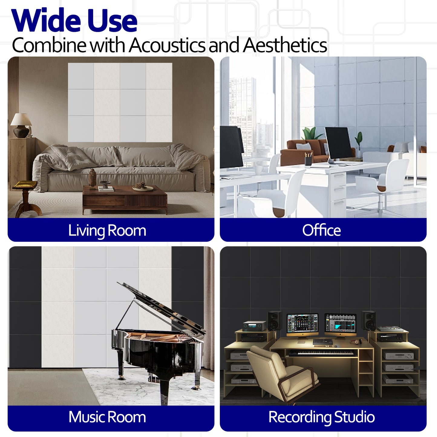 Bubos Square Acoustic Panels Black