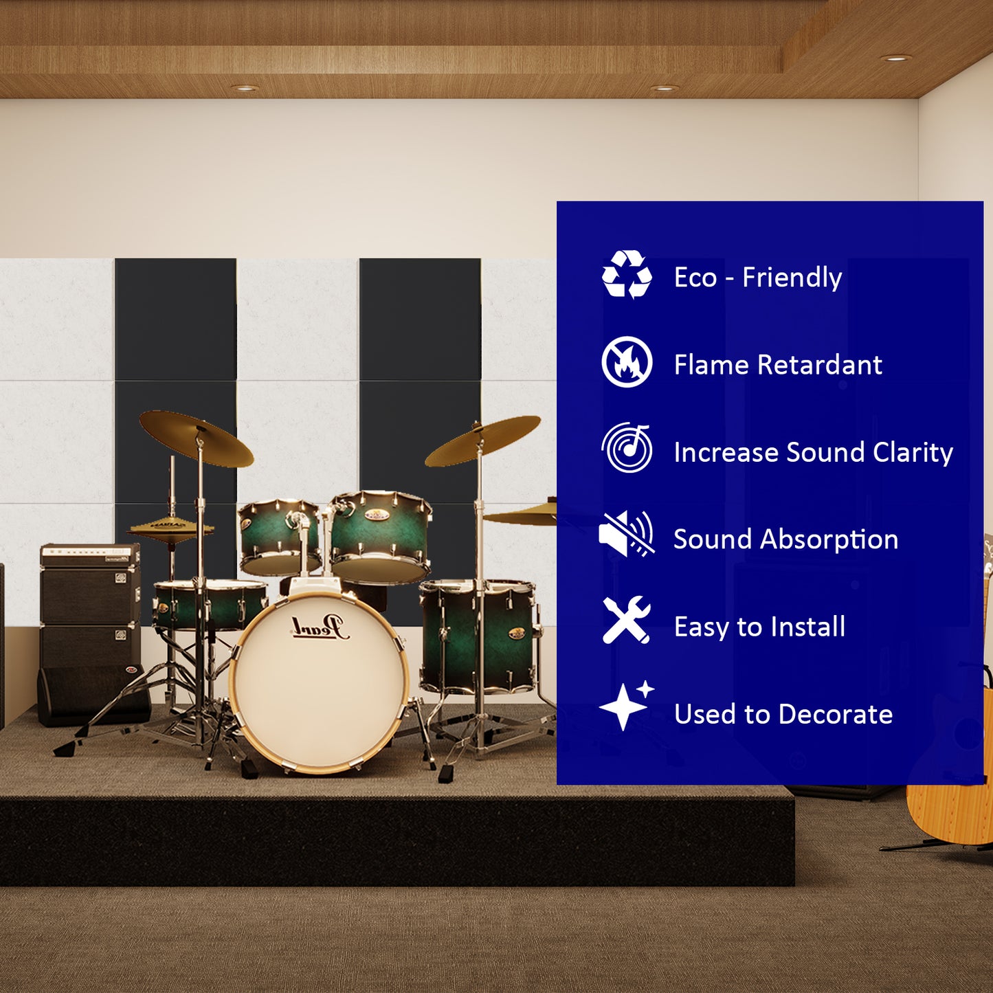 Bubos Square Acoustic Panels Black