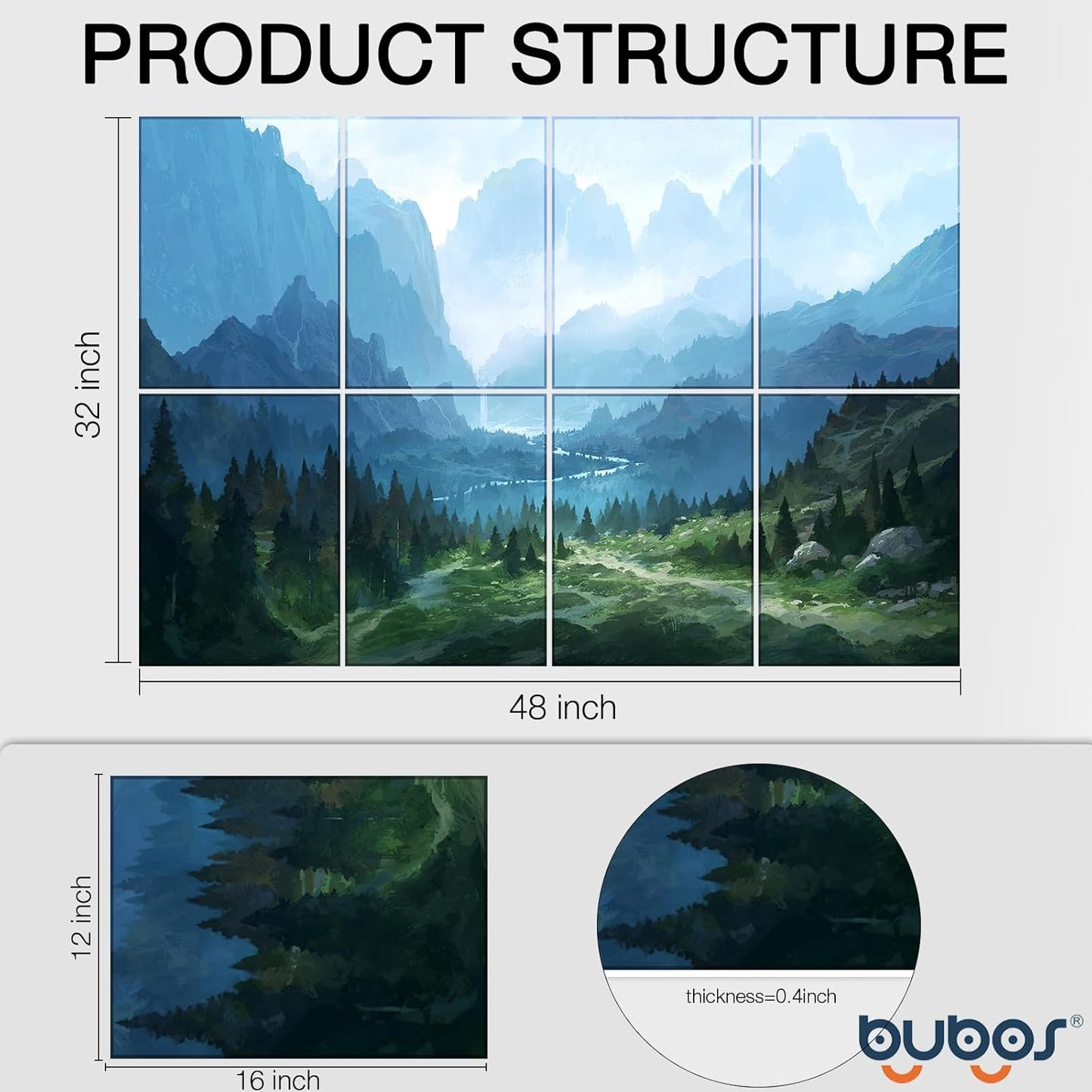 BUBOS 8 PCS Art Acoustic Panels 48X32"