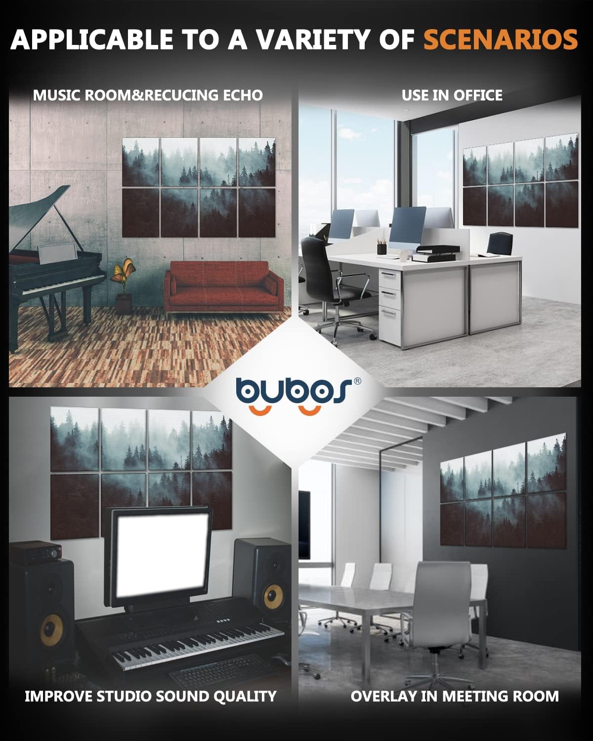 Bubos 8 pcs Art Acoustical Panel 48*32"