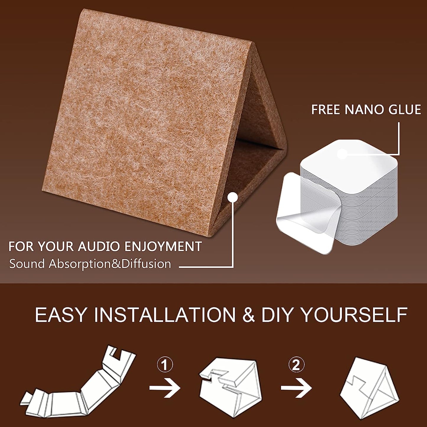Bubos 36 pcs Acoustic Diffusers Brown