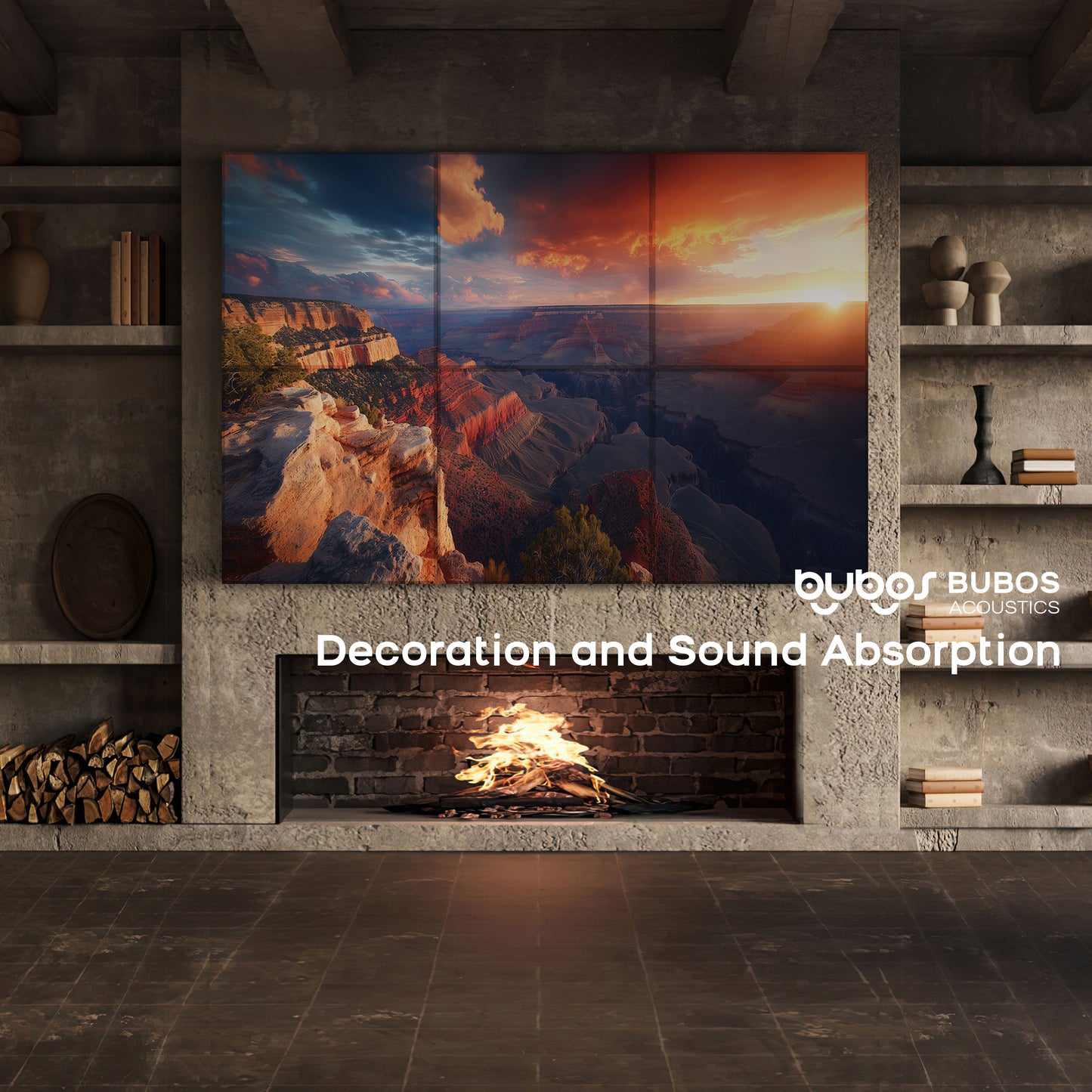 BUBOS 6 Pack Art Acoustic Panels Soundproof Wall Panel,23.6X23.6 Inches,Canyon Fire