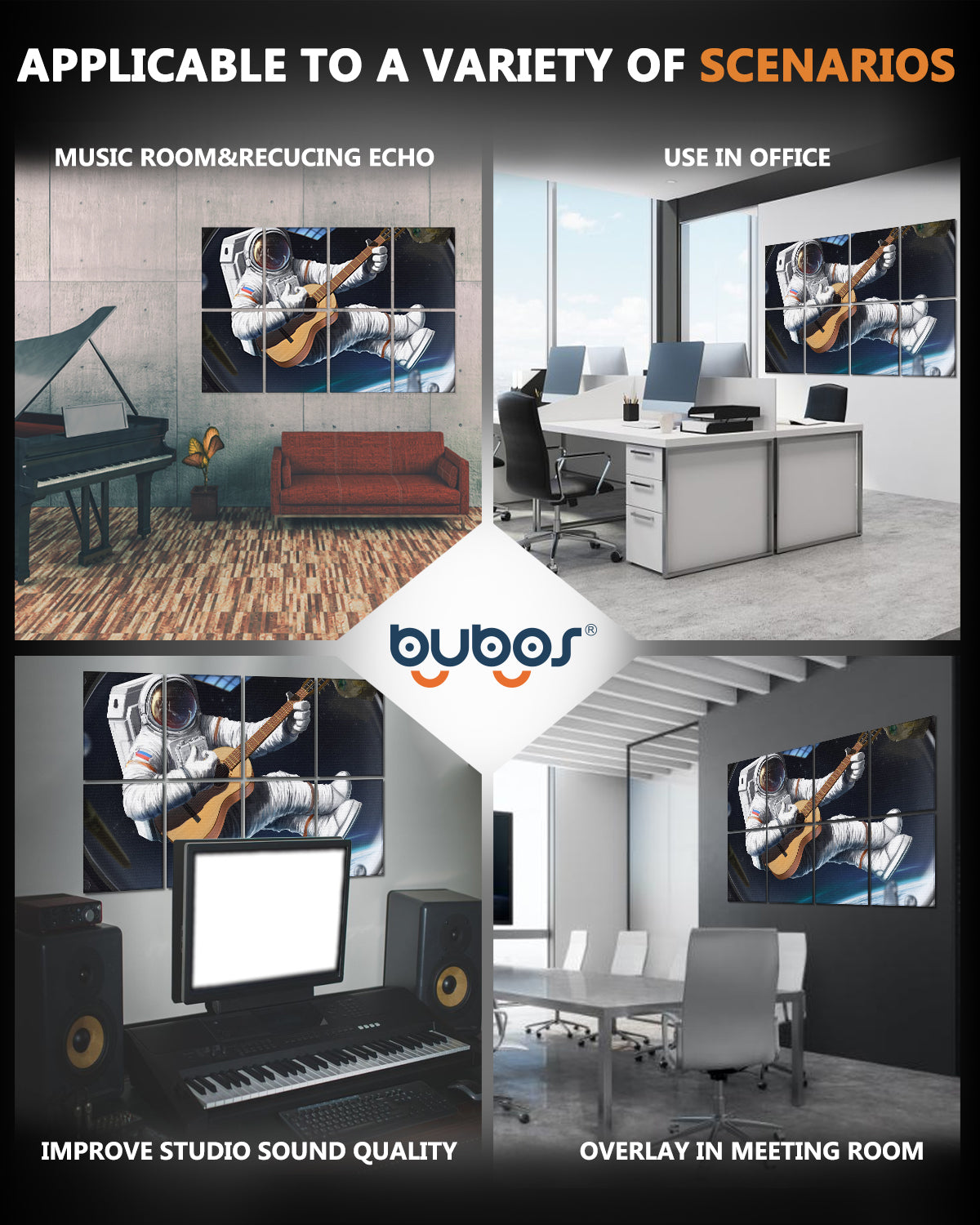 Bubos 8 pcs Art Acoustic Panels Guitar 48x32"