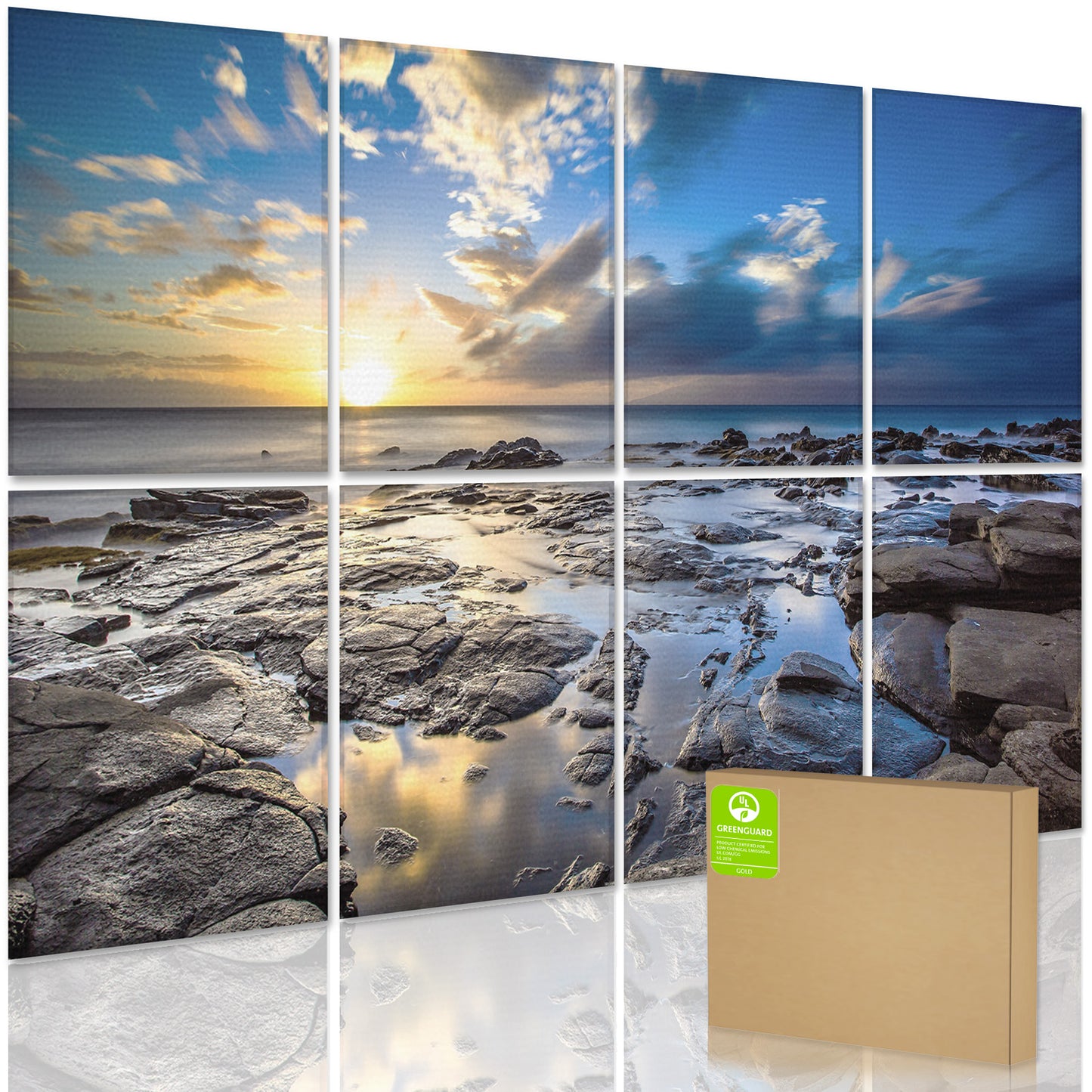 8 pcs Art Acoustic Panels Coastal rocks 48x32"