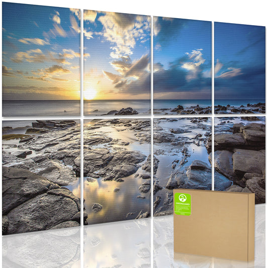 8 pcs Art Acoustic Panels Coastal rocks 48x32"