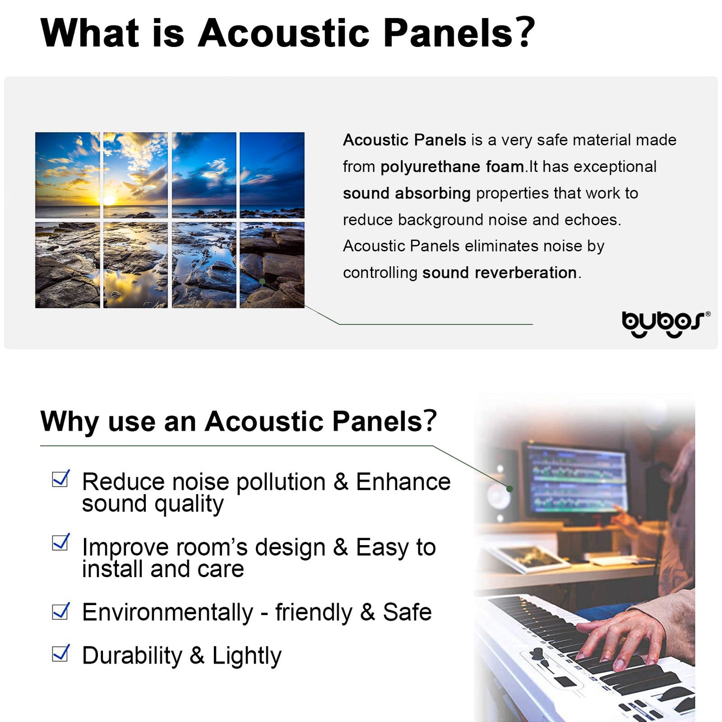 8 pcs Art Acoustic Panels Coastal rocks 48x32"