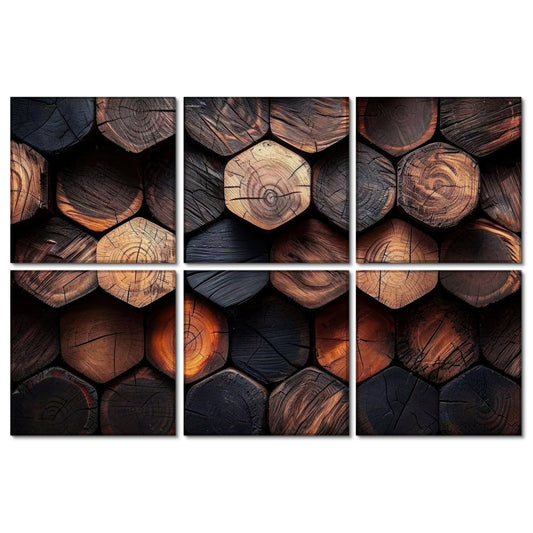 BUBOS 6 Pack Art Acoustic Panels Soundproof Wall Panel,23.6X23.6 Inches,Timber Code