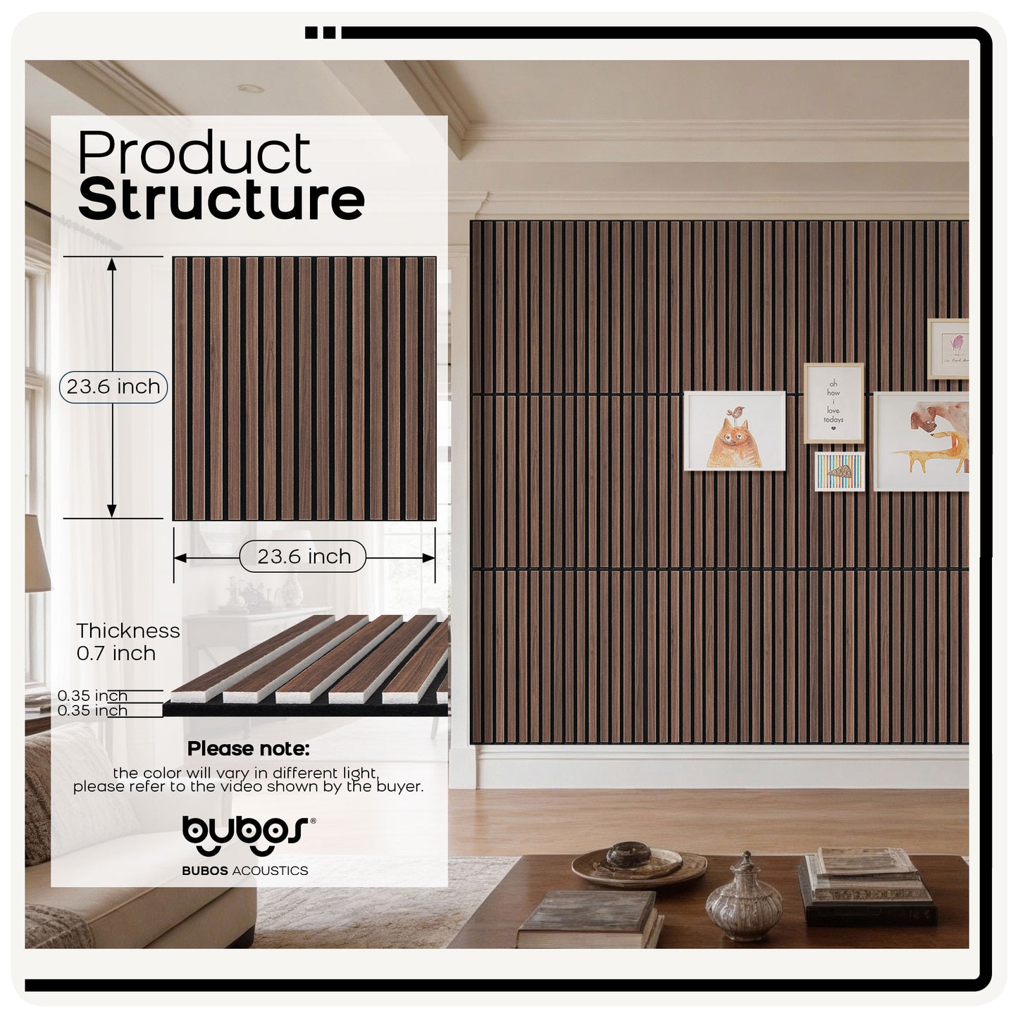 BUBOS Large Acoustic Panels, 6-Pack 23.6"×23.6" Soundproof Wall Panels