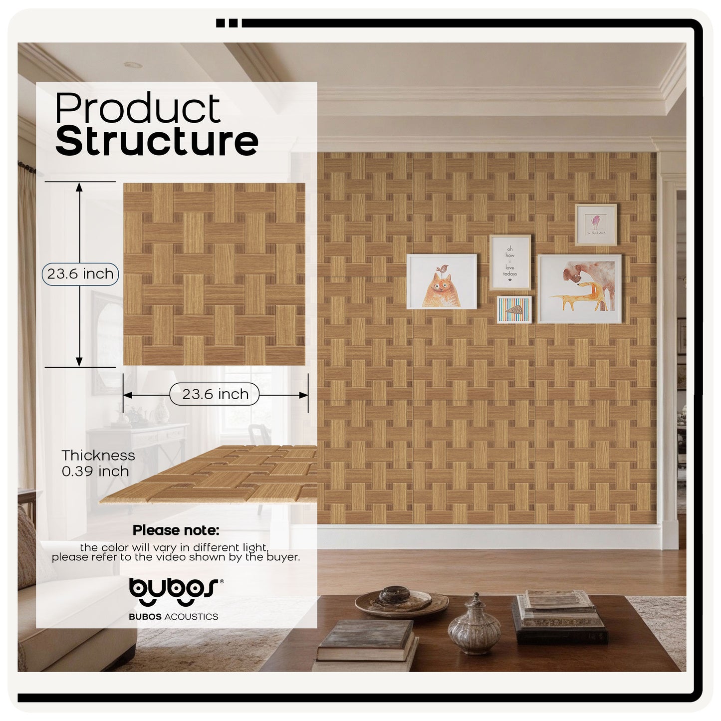 BUBOS 6 Pack Self-Adhesive Acoustic Wall Panels 70.8*47.2"