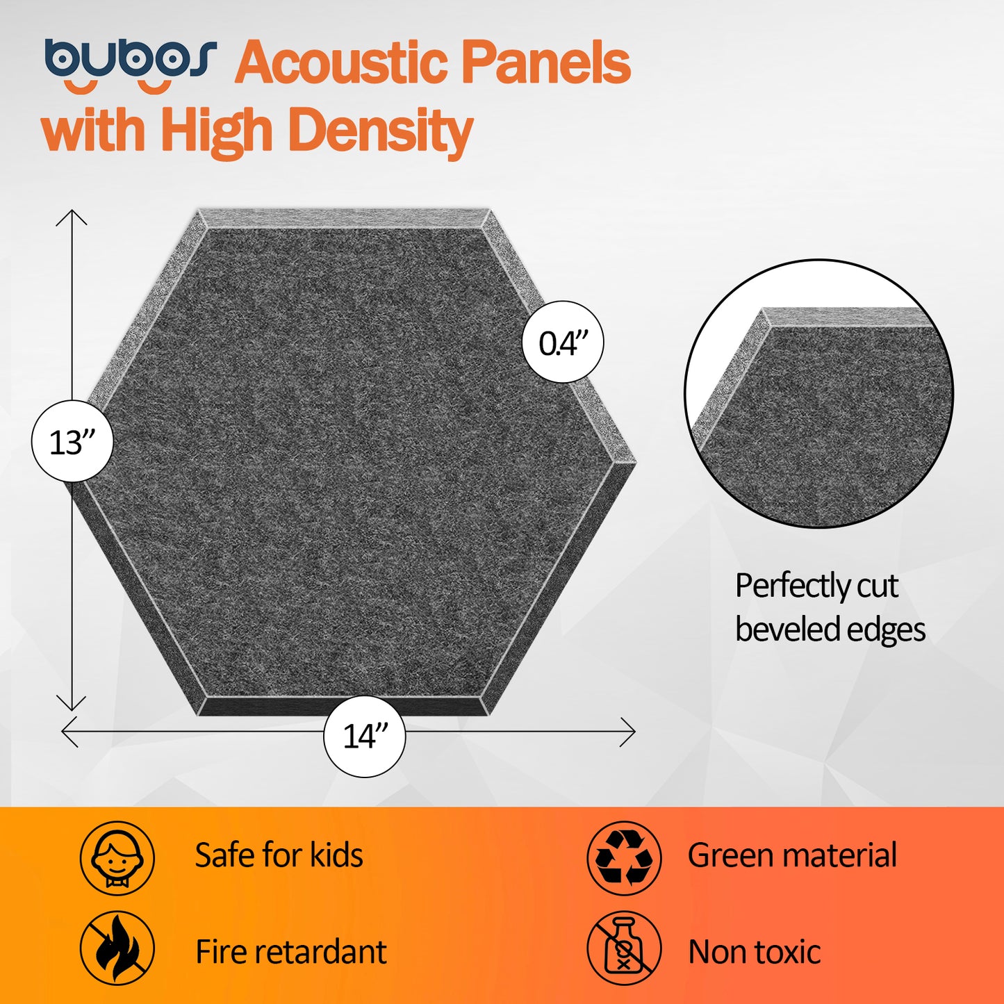 Bubos Hexagon Acoustic Panels Self-adhesive 14*13"   Minimum order: 4 sets
