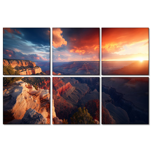 BUBOS 6 Pack Art Acoustic Panels Soundproof Wall Panel,23.6X23.6 Inches,Canyon Fire