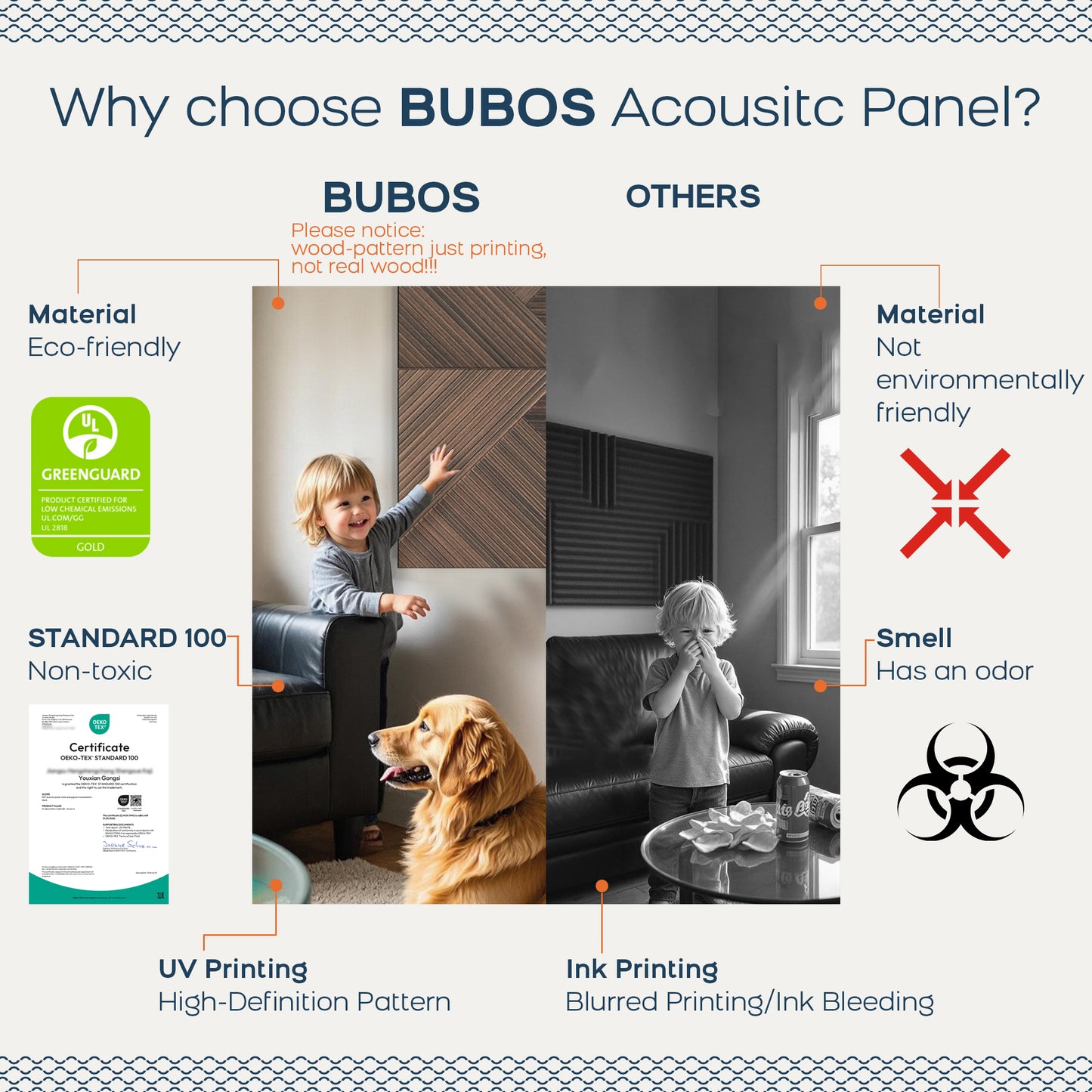 Bubos Large Acoustic log color 72*48"