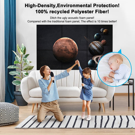 BUBOS 7 Pack Art Acoustic Panels Soundproof Wall Panel,70.8X47.2 Inches Large Sound Absorbing Panel,Self-adhesive Decorative Acoustical Wall Panels, Acoustic Treatment for Home Office（Mars）