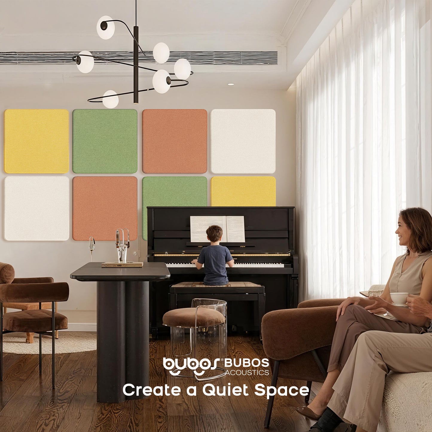 BUBOS 4 PCS Fabric Acoustic Panels 23.6''x23.6'' Decorative Sound Dampening Panels