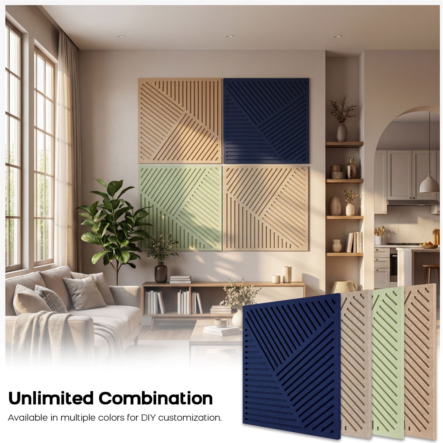 BUBOS 6 Pack Acoustic Panels,23.6" x 23.6" Thickened Sound Absorbing Wall Panels