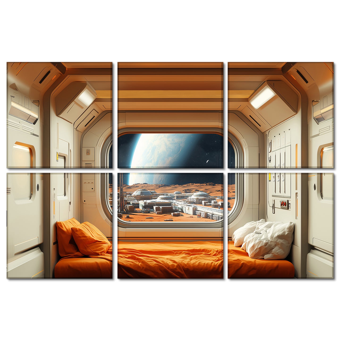 BUBOS 6 Pack Art Acoustic Panels Soundproof Wall Panel,23.6X23.6 Inches,Martian Settlers