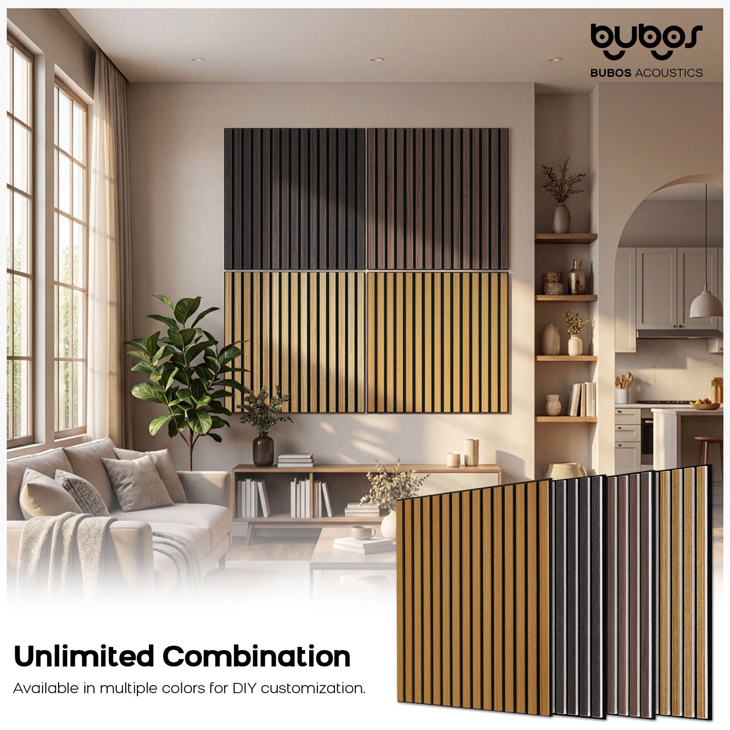 BUBOS Large Acoustic Panels, 6-Pack 23.6"×23.6" Soundproof Wall Panels