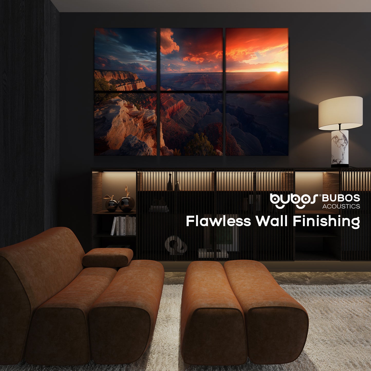 BUBOS 6 Pack Art Acoustic Panels Soundproof Wall Panel,23.6X23.6 Inches,Canyon Fire