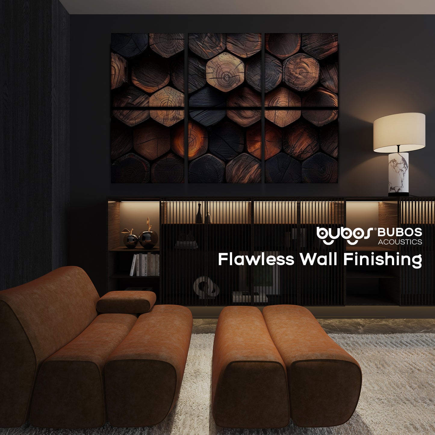 BUBOS 6 Pack Art Acoustic Panels Soundproof Wall Panel,23.6X23.6 Inches,Timber Code