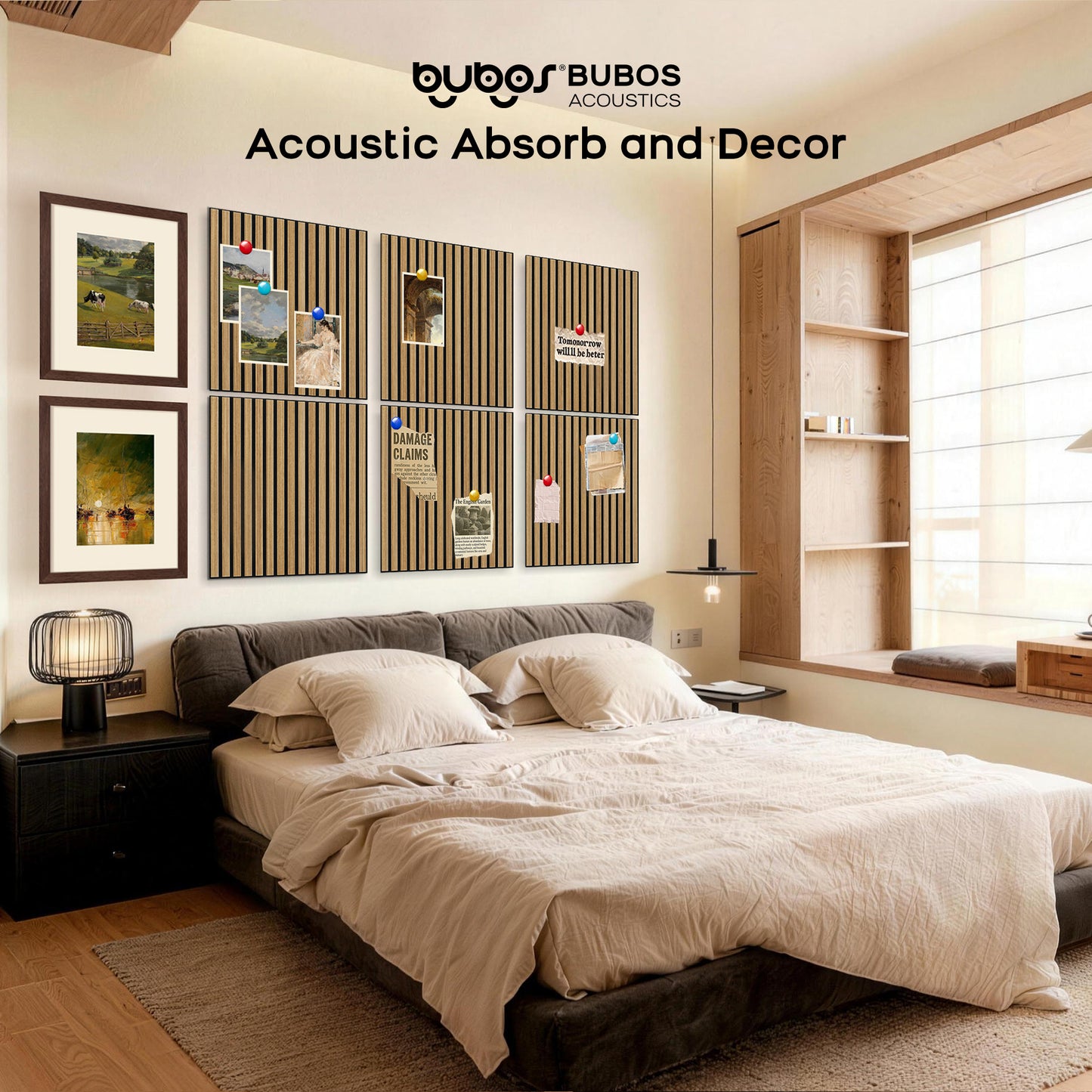 BUBOS Large Acoustic Panels, 6-Pack 23.6"×23.6" Soundproof Wall Panels