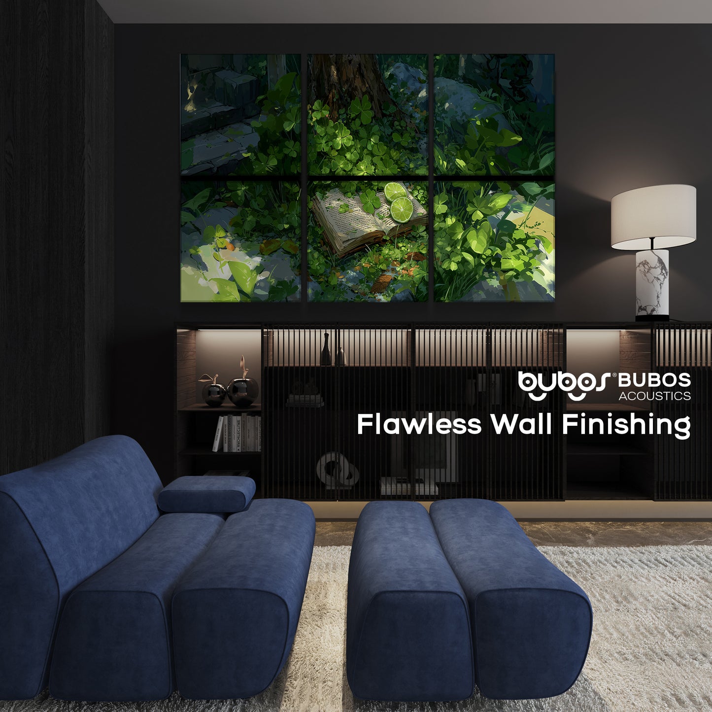 BUBOS 6 Pack Art Acoustic Panels Soundproof Wall Panel,23.6X23.6 Inches,Clover Chronicles