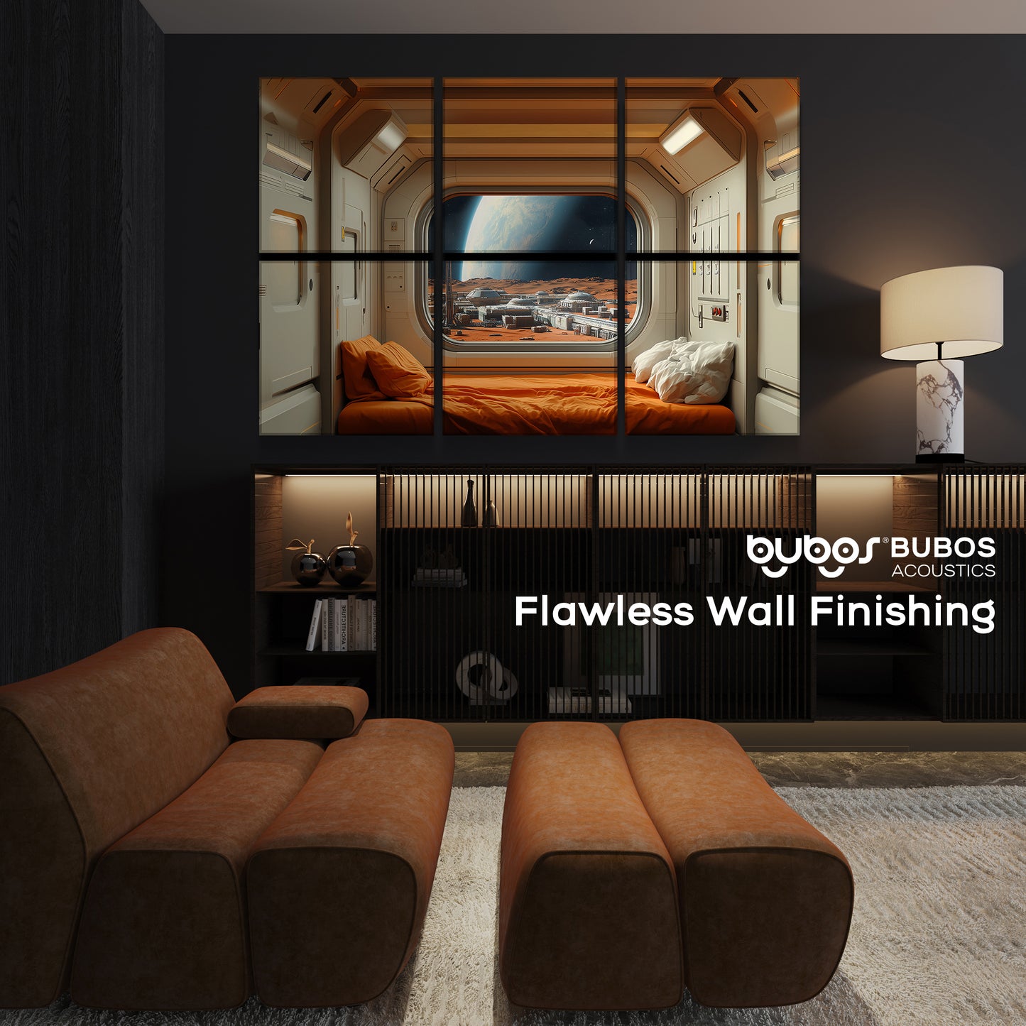 BUBOS 6 Pack Art Acoustic Panels Soundproof Wall Panel,23.6X23.6 Inches,Martian Settlers