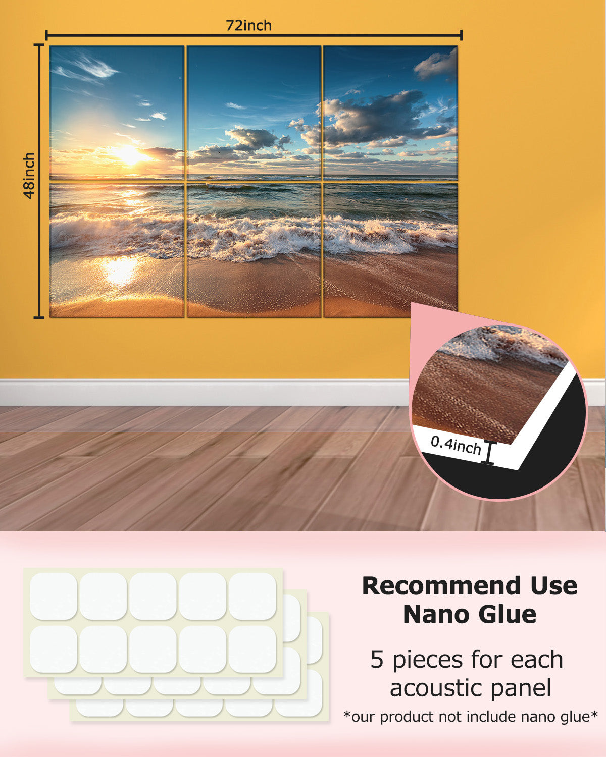 BUBOS 72"x48"Decorative Acoustical Wall Panel Art Sound Absoring Panels