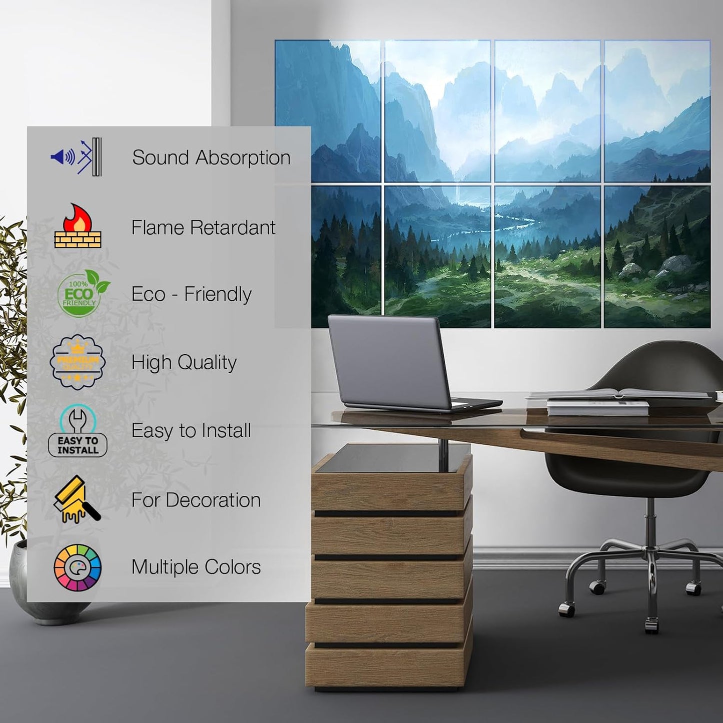 BUBOS 8 PCS Art Acoustic Panels 48X32"