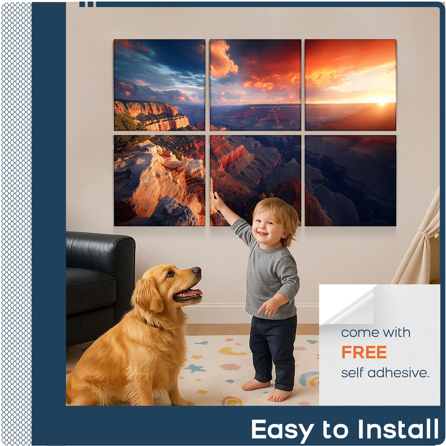BUBOS 6 Pack Art Acoustic Panels Soundproof Wall Panel,23.6X23.6 Inches,Canyon Fire