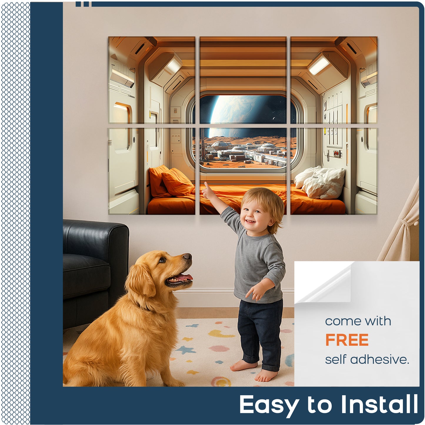 BUBOS 6 Pack Art Acoustic Panels Soundproof Wall Panel,23.6X23.6 Inches,Martian Settlers