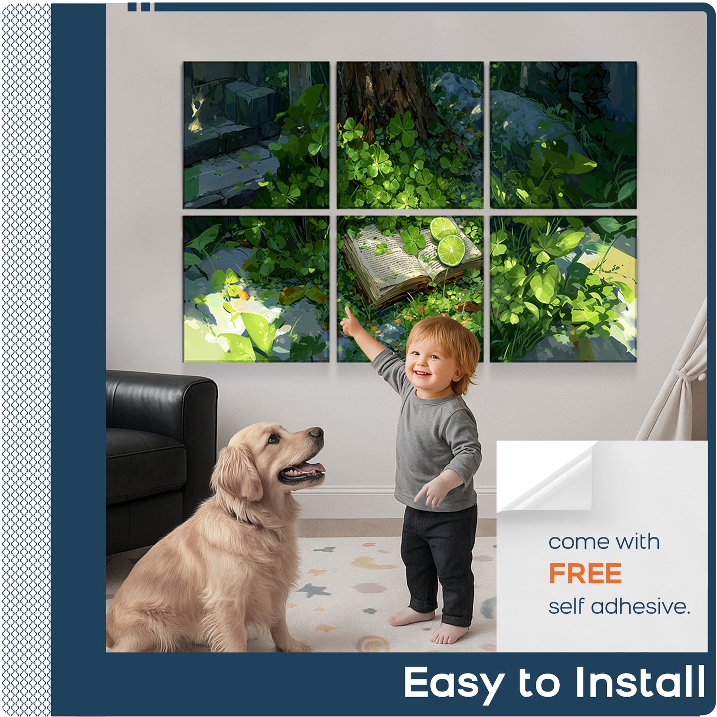 BUBOS 6 Pack Art Acoustic Panels Soundproof Wall Panel,23.6X23.6 Inches,Clover Chronicles