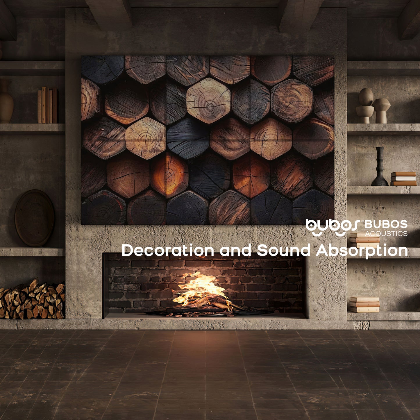 BUBOS 6 Pack Art Acoustic Panels Soundproof Wall Panel,23.6X23.6 Inches,Timber Code