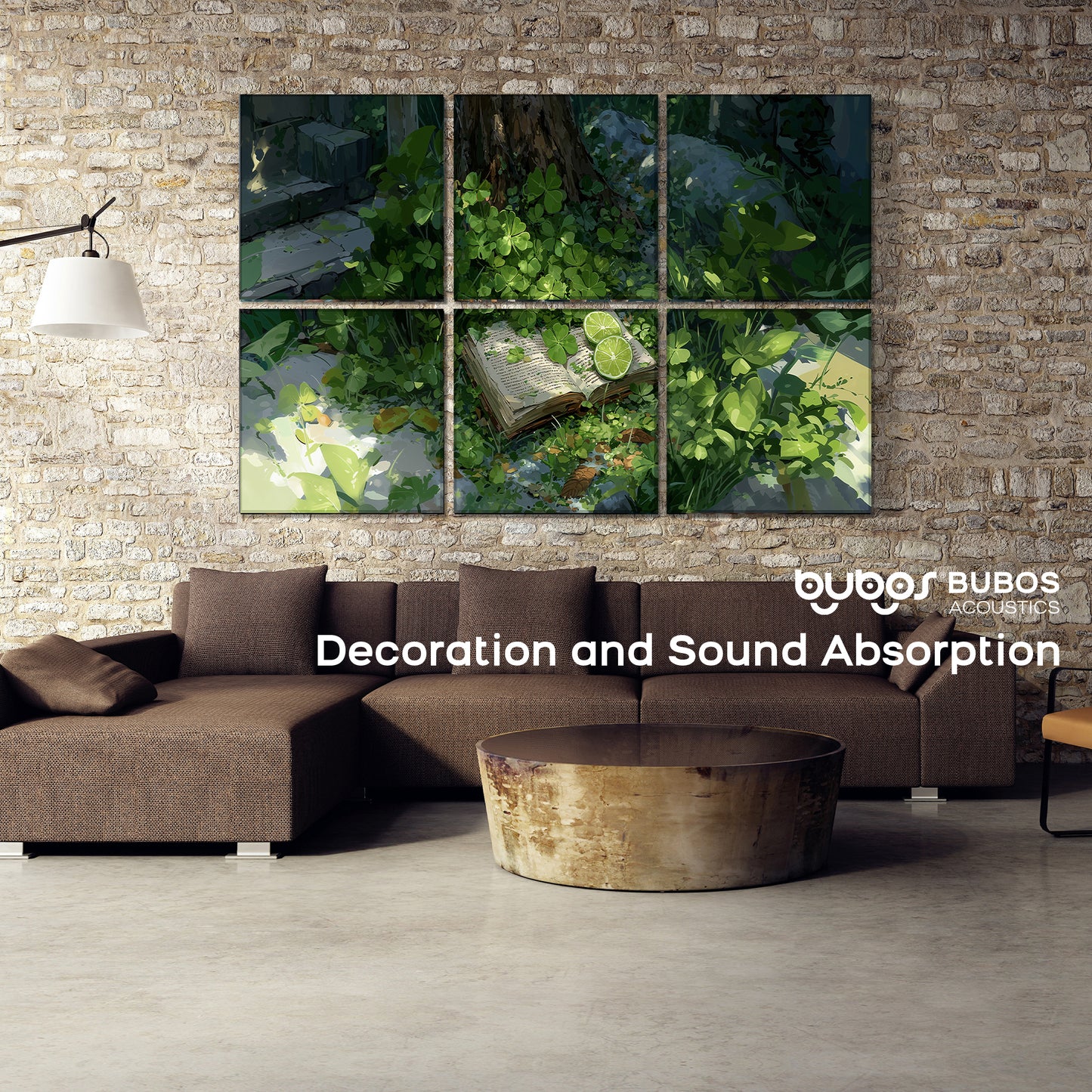 BUBOS 6 Pack Art Acoustic Panels Soundproof Wall Panel,23.6X23.6 Inches,Clover Chronicles