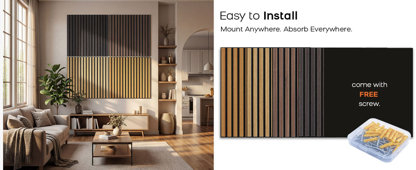 BUBOS Large Acoustic Panels, 6-Pack 23.6"×23.6" Soundproof Wall Panels