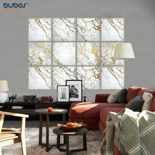 Bubos Art Acoustic Panels White Gold Marble
