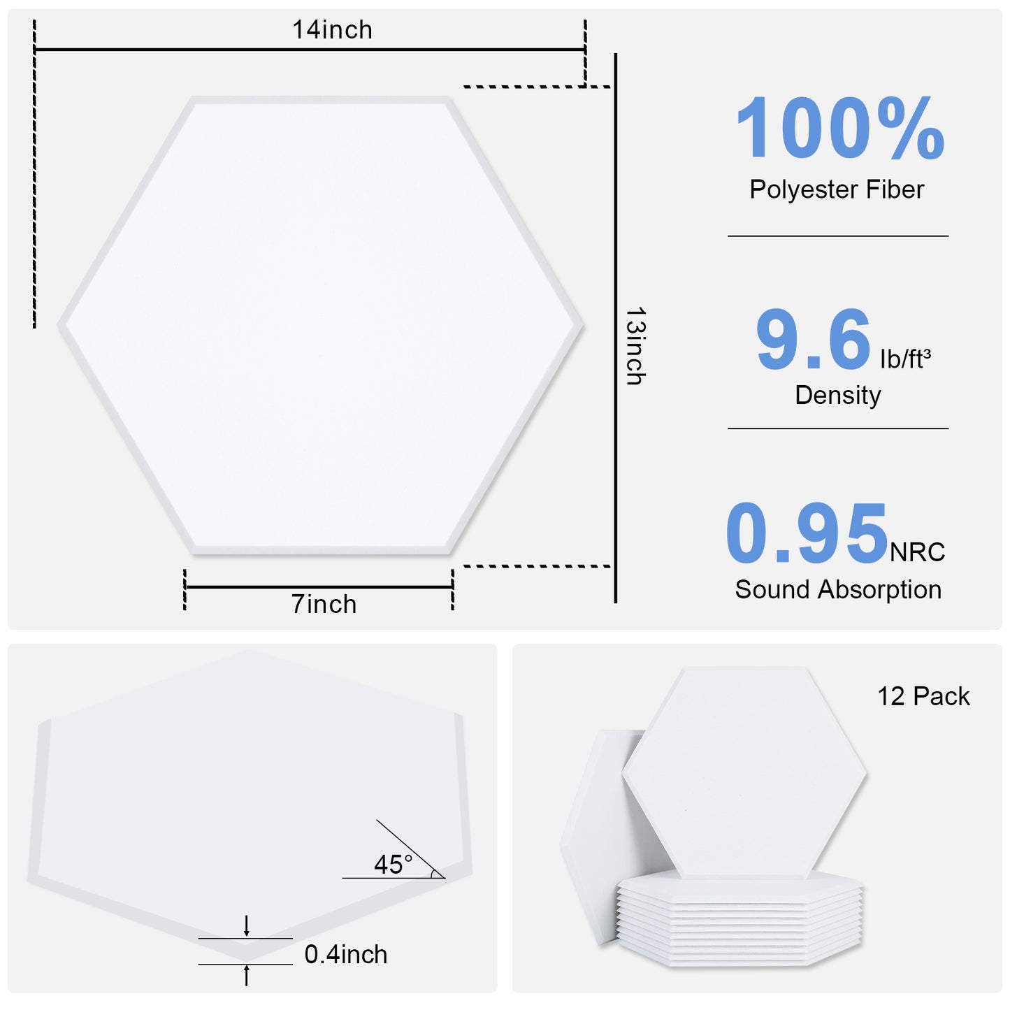 Bubos Hexagon Acoustic Panels 14*13 inches