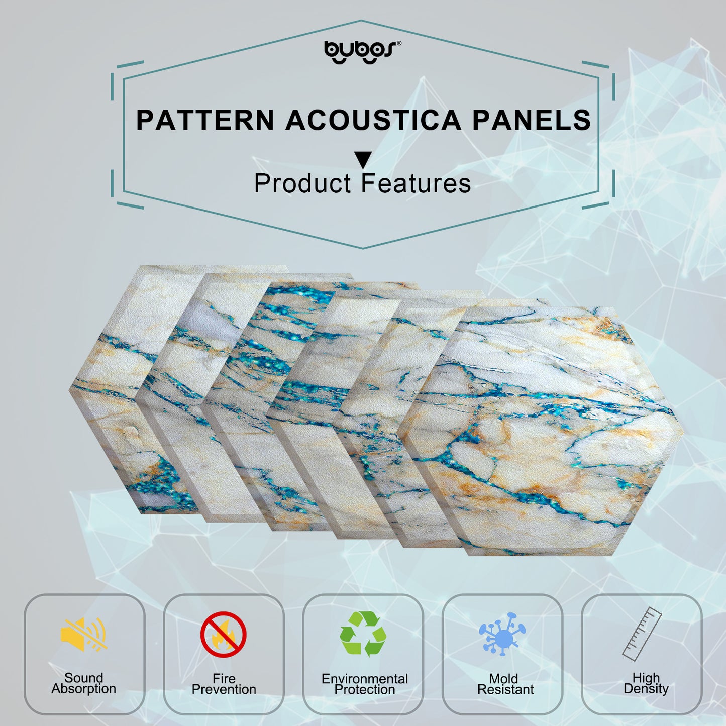 Bubos Hexagon Acoustic Panels Marble