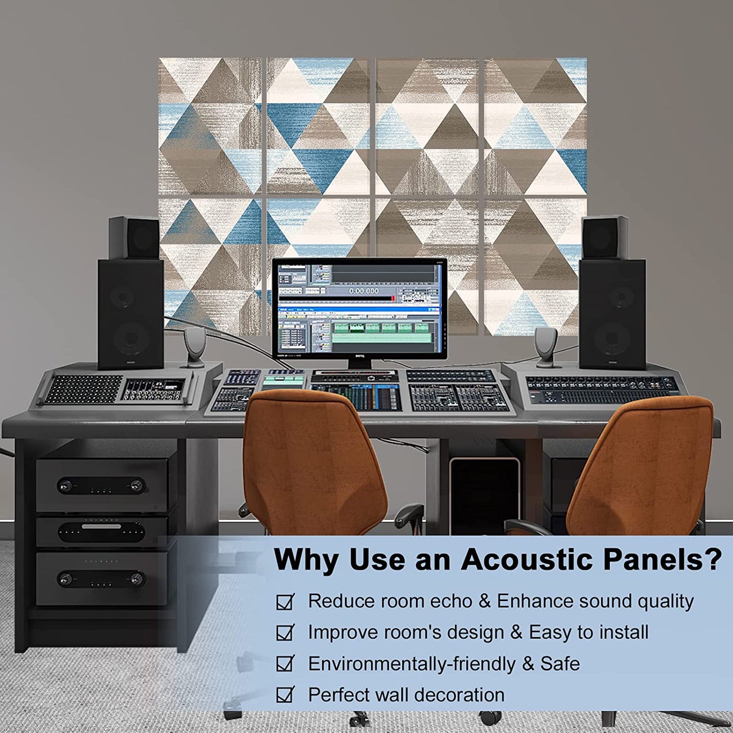 8 pcs Art Acoustic Panels Infinite Loop 48x32" Self-adhesive